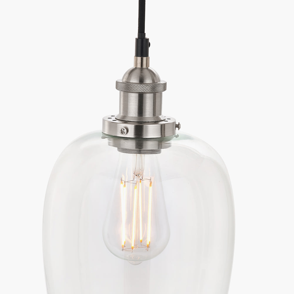 Clio Antique Silver Metal and Clear Glass Pendant